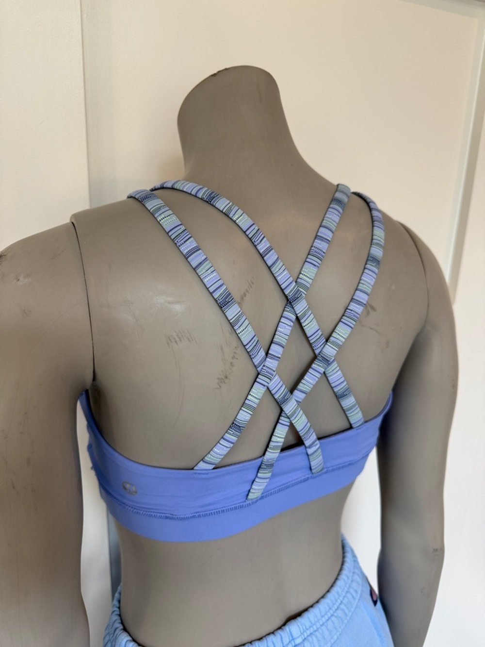 lululemon athletica Energy Lavender Sports Bra with Patterned Crisscross Straps